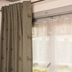 Bistrogardine Panneaux Scheibengardine nähfrei Leinenstruktur uni wollweiß 60cm Höhe