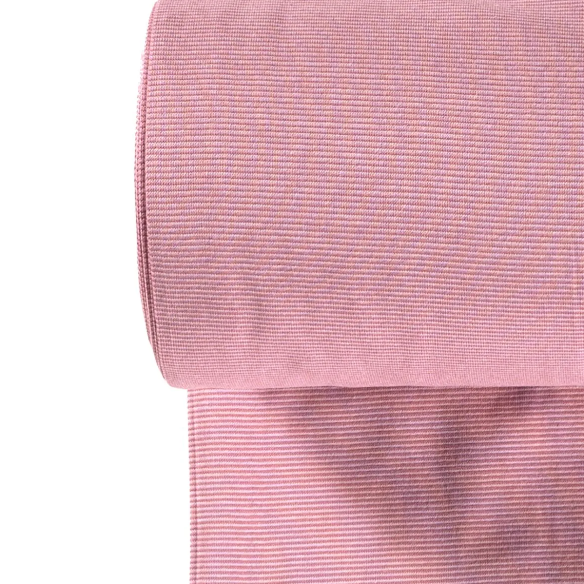 Bündchenstoff Baumwolle Yarn Dyed Streifen fein weiß rosa 35cm Breite