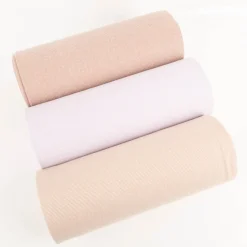 Bündchenstoff Baumwolle Yarn Dyed Streifen fein weiß nude 35cm Breite