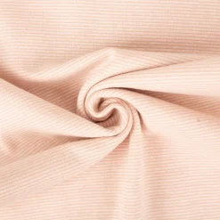 Bündchenstoff Baumwolle Yarn Dyed Streifen fein weiß lachs 35cm Breite