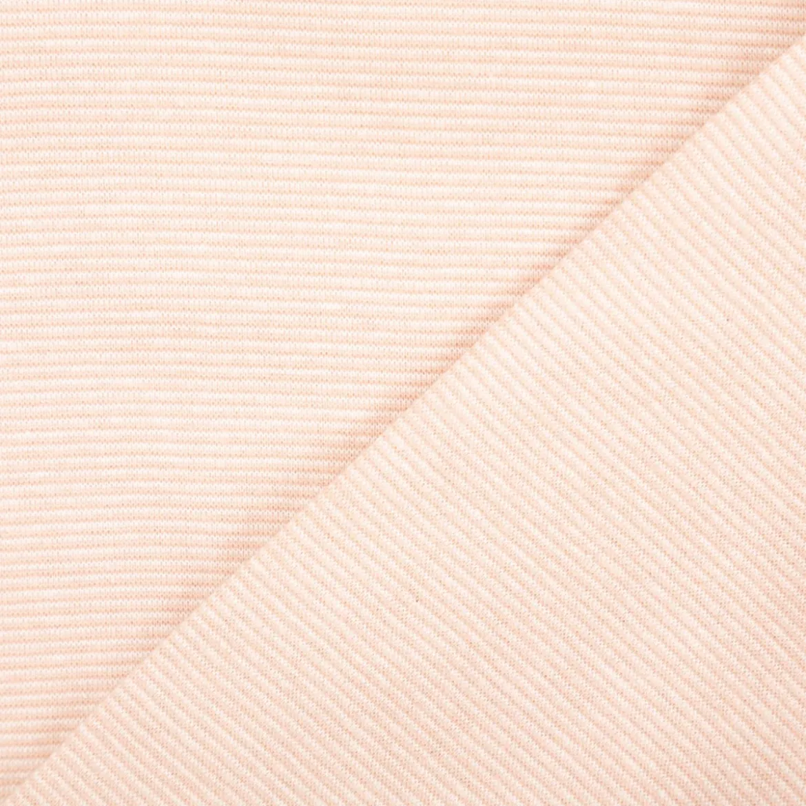 Bündchenstoff Baumwolle Yarn Dyed Streifen fein weiß lachs 35cm Breite