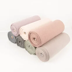 Bündchenstoff Baumwolle Yarn Dyed Streifen fein weiß rost 35cm Breite