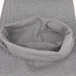 Bündchenstoff Baumwolle Yarn Dyed Streifen fein weiß marine 35cm Breite