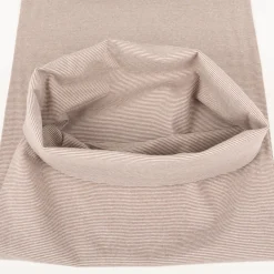 Bündchenstoff Baumwolle Yarn Dyed Streifen fein weiß braun-taupe 35cm Breite