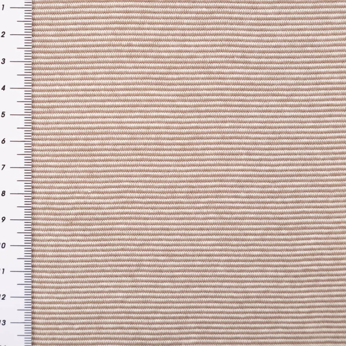 Bündchenstoff Baumwolle Yarn Dyed Streifen fein weiß braun-taupe 35cm Breite