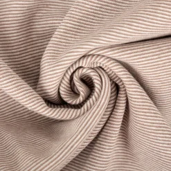 Bündchenstoff Baumwolle Yarn Dyed Streifen fein weiß braun-taupe 35cm Breite
