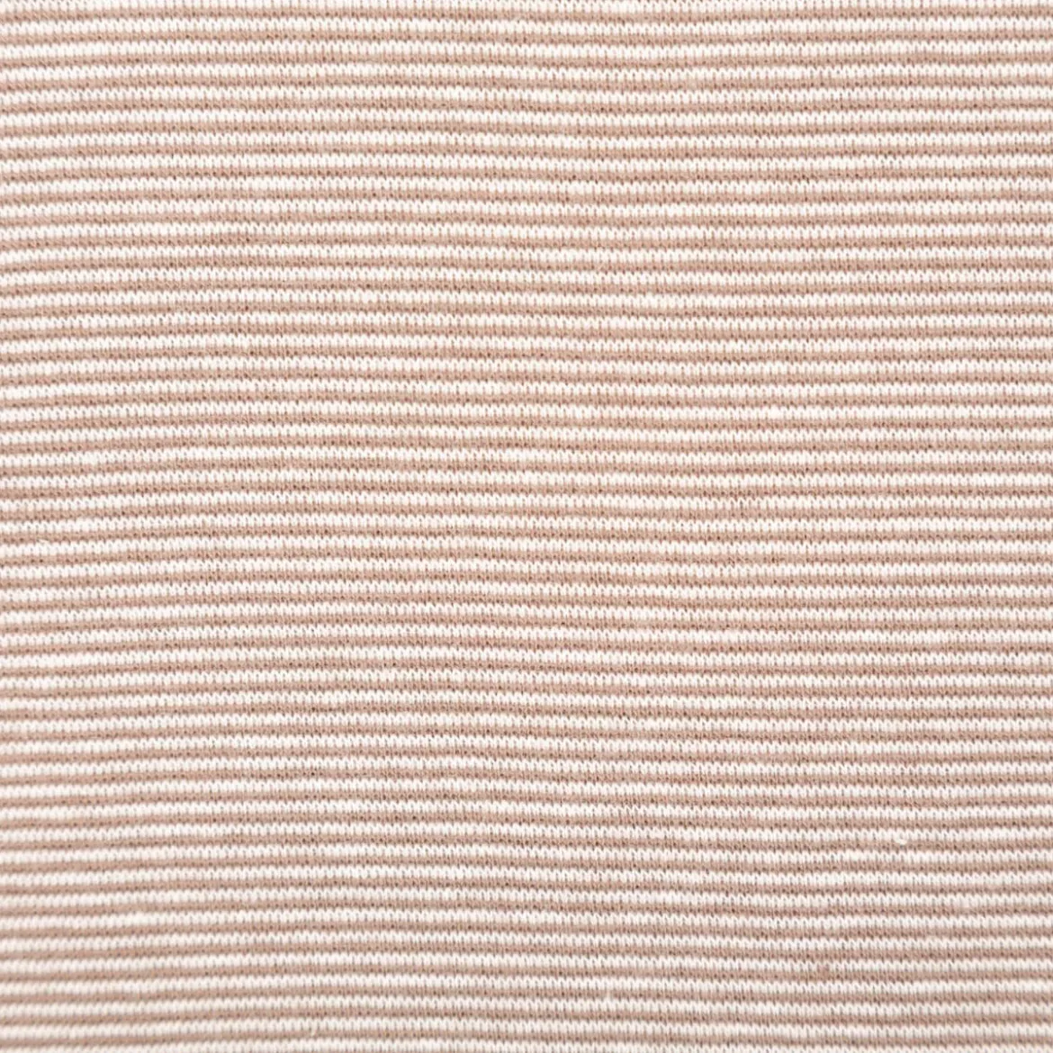 Bündchenstoff Baumwolle Yarn Dyed Streifen fein weiß braun-taupe 35cm Breite