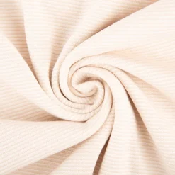 Bündchenstoff Baumwolle Yarn Dyed Streifen fein weiß beige 35cm Breite