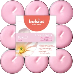 Bolsius Duft-Teelichter Aromatic Magnolie rosa silberfarbig 18 Stück
