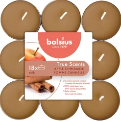 Bolsius Duft-Teelichter Aromatic Apfel Zimt hellbraun silberfarbig 18 Stück