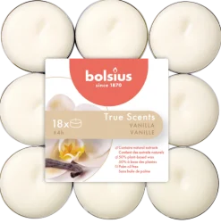 Bolsius Duft-Teelichter Aromatic Vanille weiß silberfarbig 18 Stück