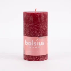 Bolsius Stumpenkerze Rustik velvet red 7x13cm
