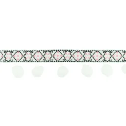 Bommelborte mit Webband Jacquard weiß schwarz rosa Breite: 3cm