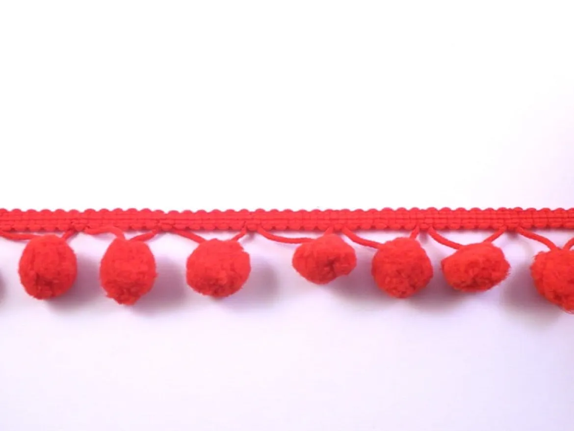 Bommelborte PomPom Borte Zierband rot Breite: 1,2cm