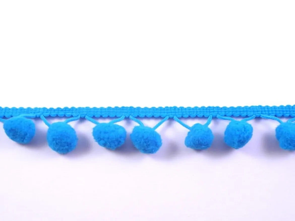 Bommelborte PomPom Borte Zierband türkis Breite: 1,2cm