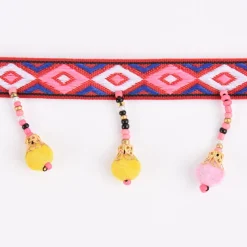 Borte Band Webband mit Perlen und Bommel Breite: 4cm