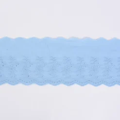 Borte Baumwolle mit Lochstickerei blau Breite: 9cm