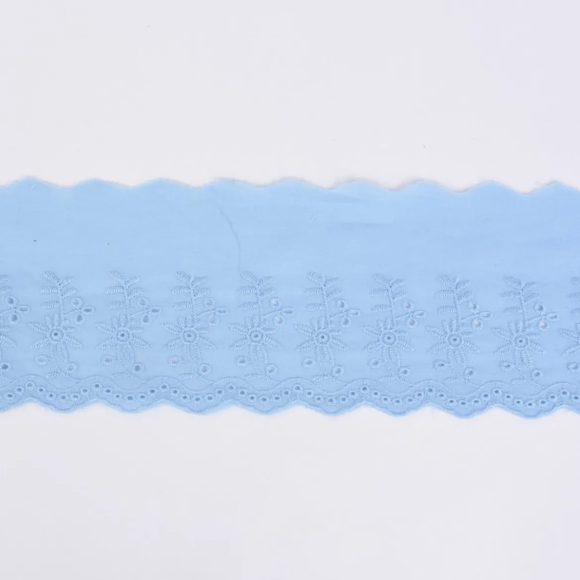 Borte Baumwolle mit Lochstickerei blau Breite: 9cm