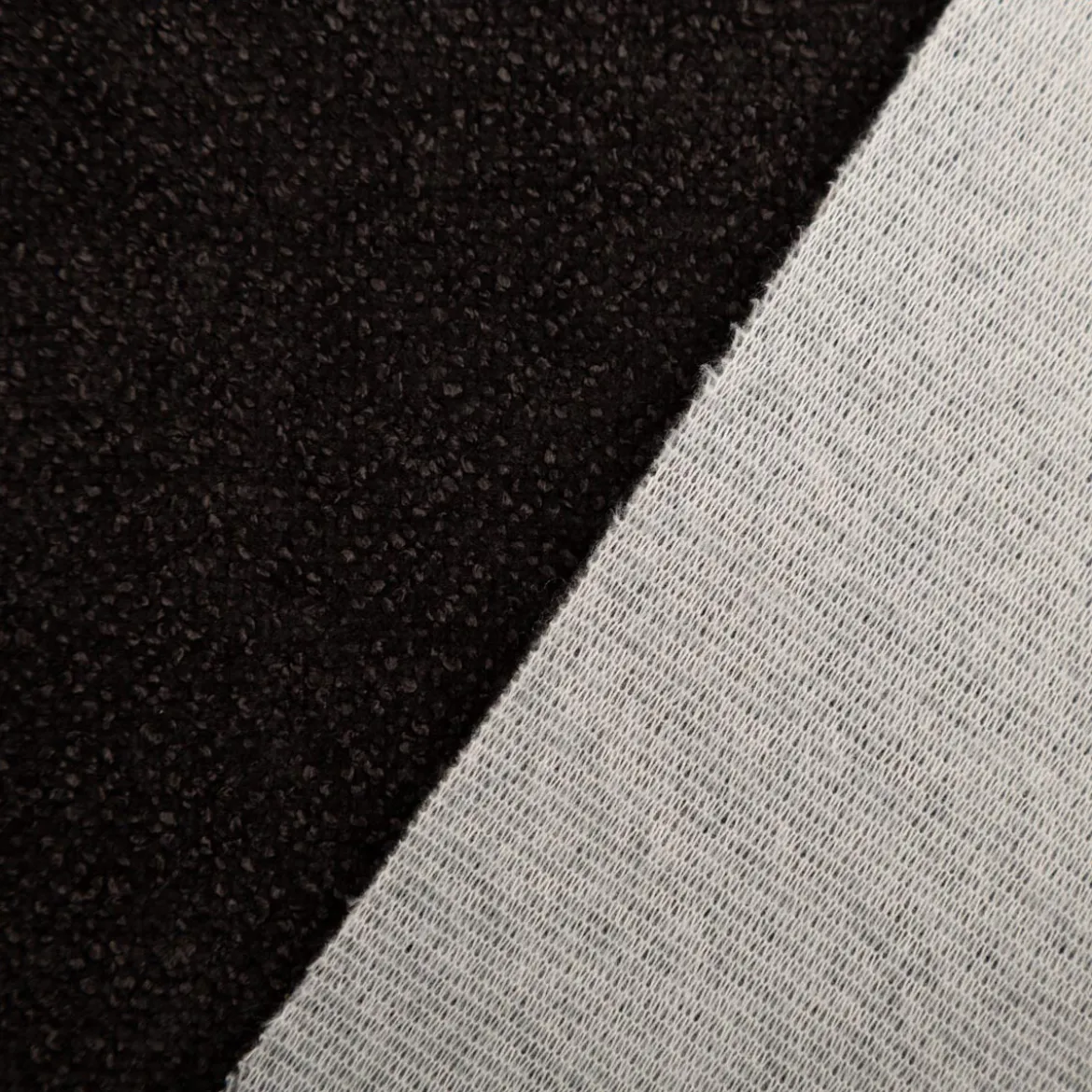 Boucle Polsterstoff mit Fleckschutz Petproof Doha schwarz meliert 1,45m Breite