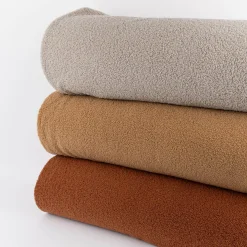 Boucle Stoff Teddystoff Kunstfell Teddy Fur uni beige-grau 1,5m Breite