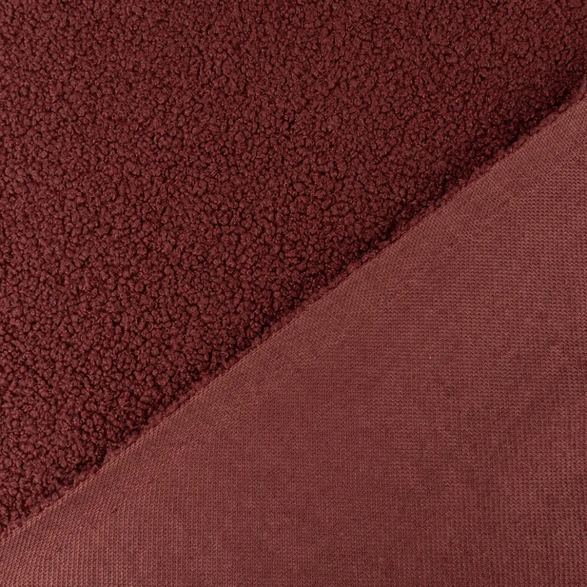 Boucle Stoff Teddystoff Kunstfell Teddy Fur uni mauve-rot 1,5m Breite