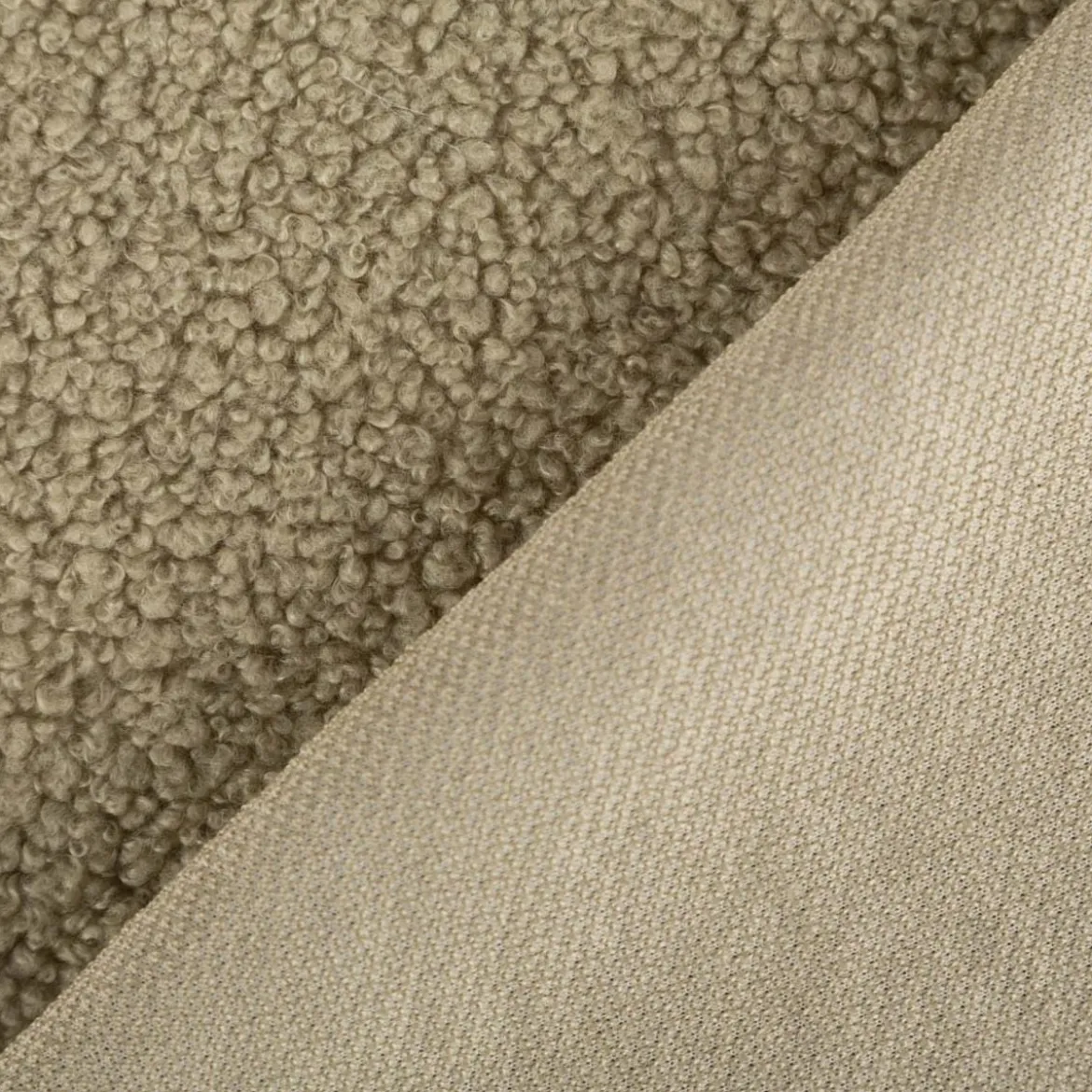 Boucle Stoff Teddystoff Kunstfell Teddy Fur uni Old Green 1,5m Breite