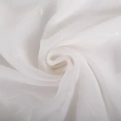 Brautstoff hauchzart transparent mit Blätterstickerei weiß 140cm breit