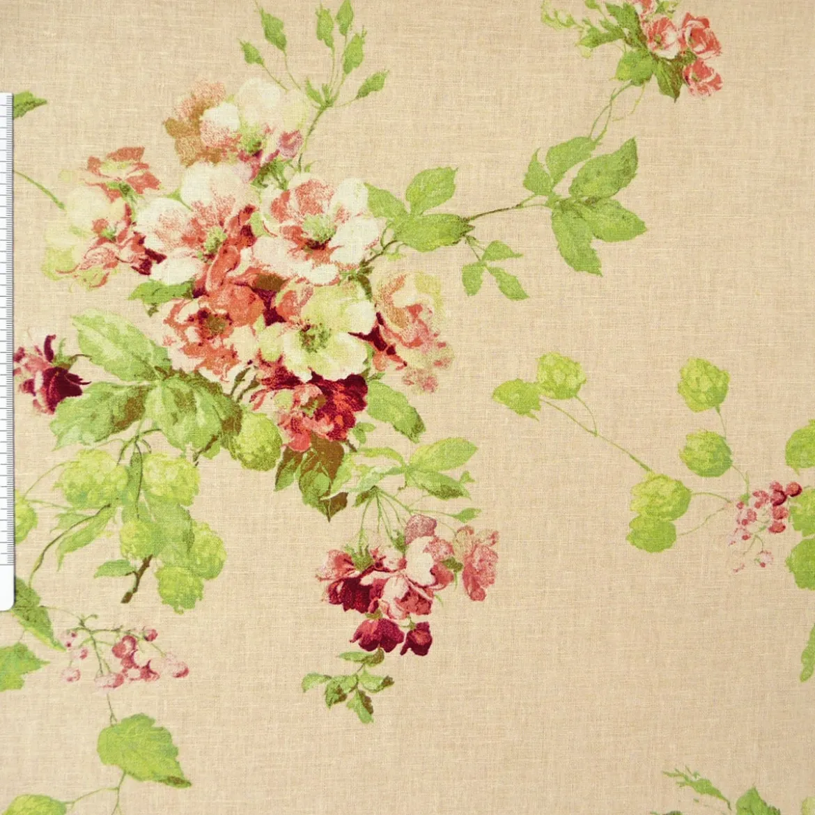 Brigitte von Boch Dekostoff Leinen-Viskose Meterware Fleur de réve Rosen lachs rosa 140cm