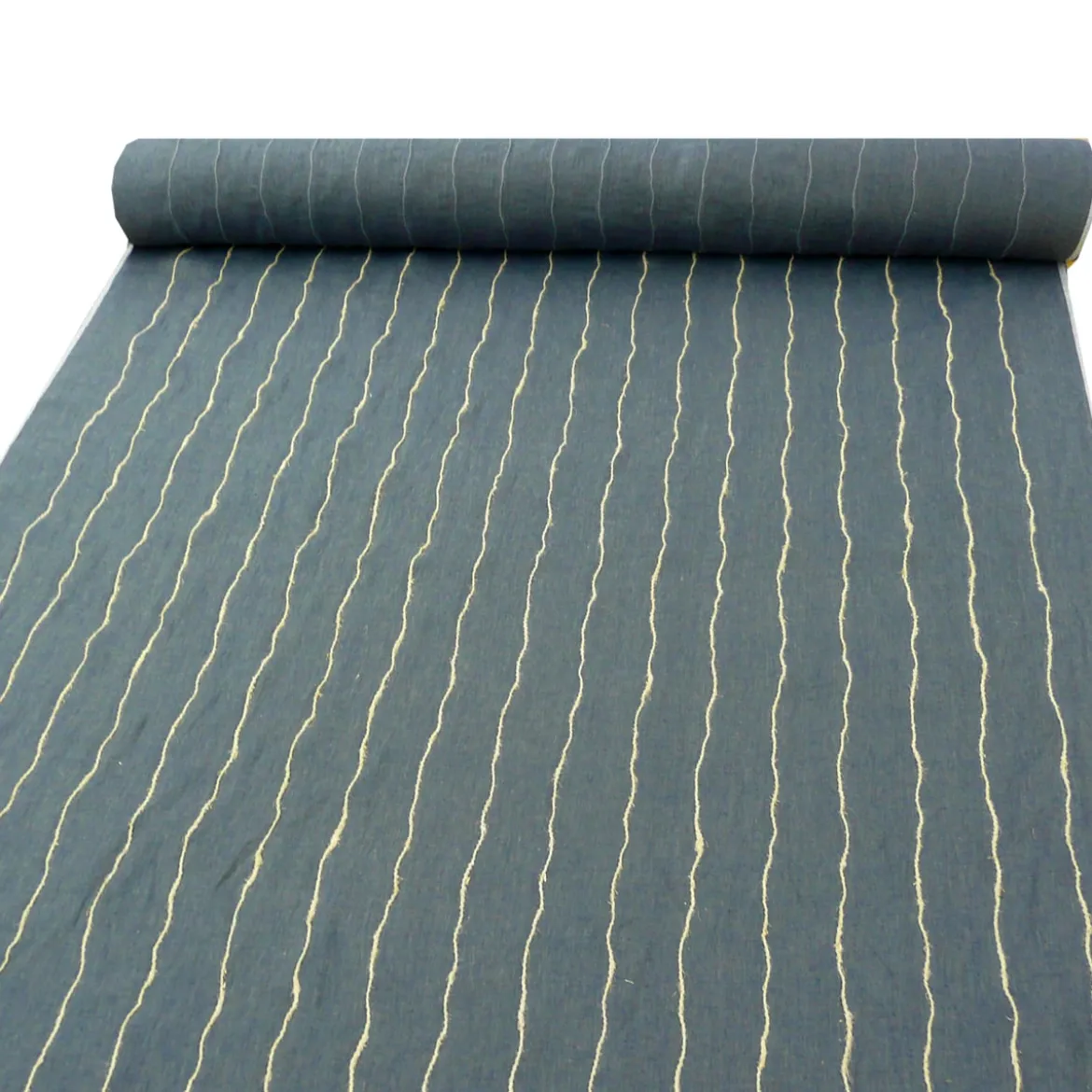 Brigitte von Boch Leinenstoff Dekostoff Meterware Harbor mit Schnurstreifen blau 140cm
