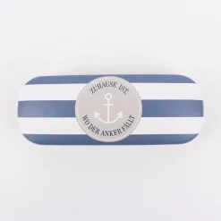 Brillenetui aus Kunststoff Zuhause ist wo der Anker fällt Streifen Anker blau weiß beige 16,5x6,5x3,5cm von La Vida
