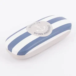 Brillenetui aus Kunststoff Zuhause ist wo der Anker fällt Streifen Anker blau weiß beige 16,5x6,5x3,5cm von La Vida