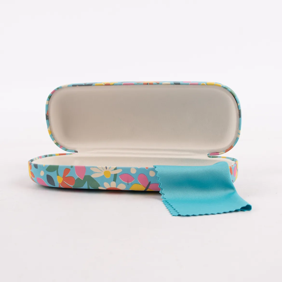 Brillenetui Schmetterlinge und Blumen blau bunt 15,5x5,5x3,5cm