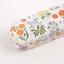 Brillenetui Wildblumen weiß bunt 15,5x5,5x3,5cm