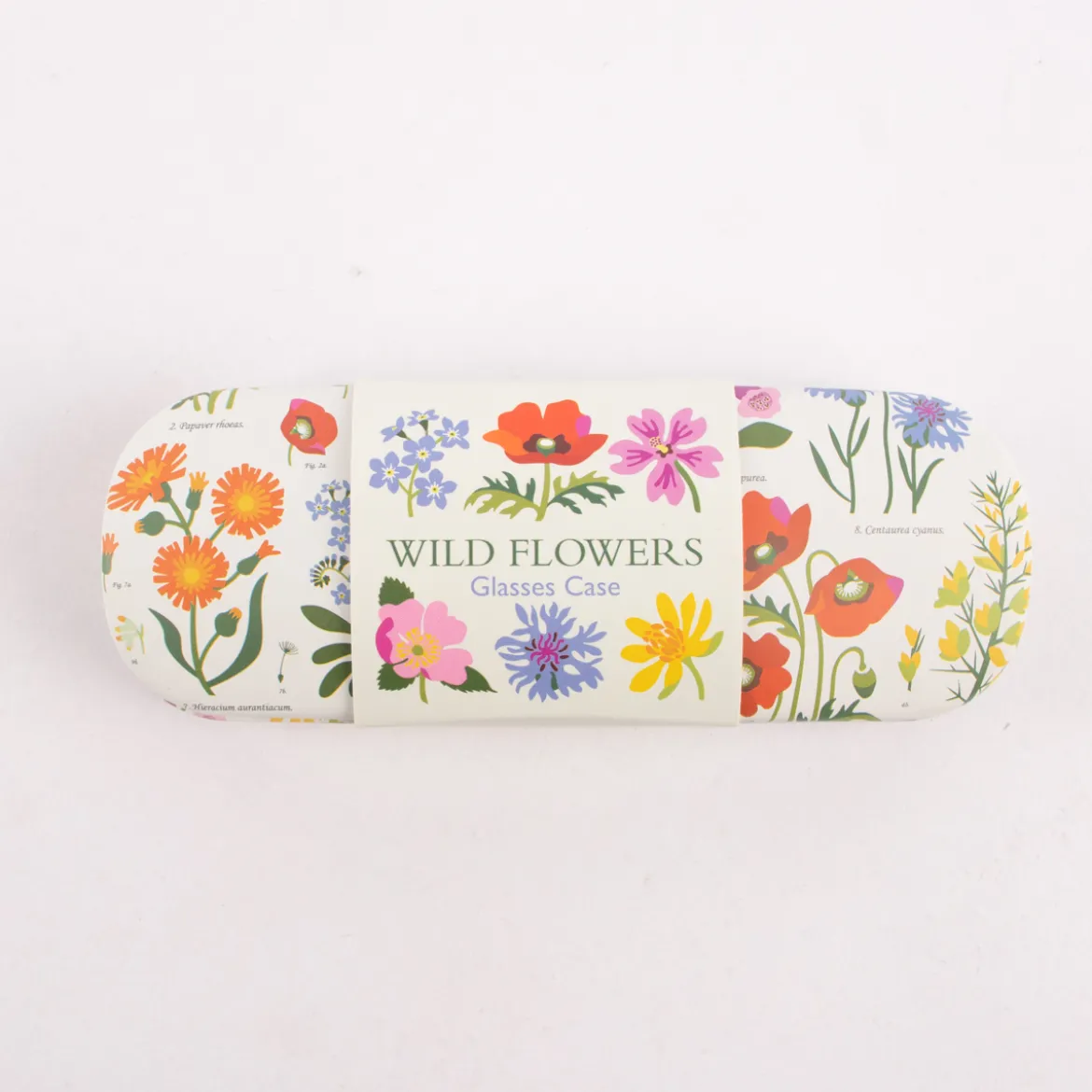 Brillenetui Wildblumen weiß bunt 15,5x5,5x3,5cm