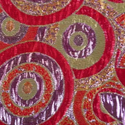 Brokatstoff mit Lurex Blumen und Kreise rot gold lila 145cm Breite