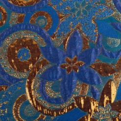 Brokatstoff mit Lurex Blumen und Kreise blau kupfer 145cm Breite