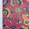 Brokatstoff mit Lurex Blumen und Kreise grün pink 145cm Breite
