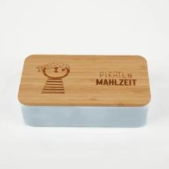 Brotdose Piratenmahlzeit Pinguin natur blau 18x10x5cm von La Vida