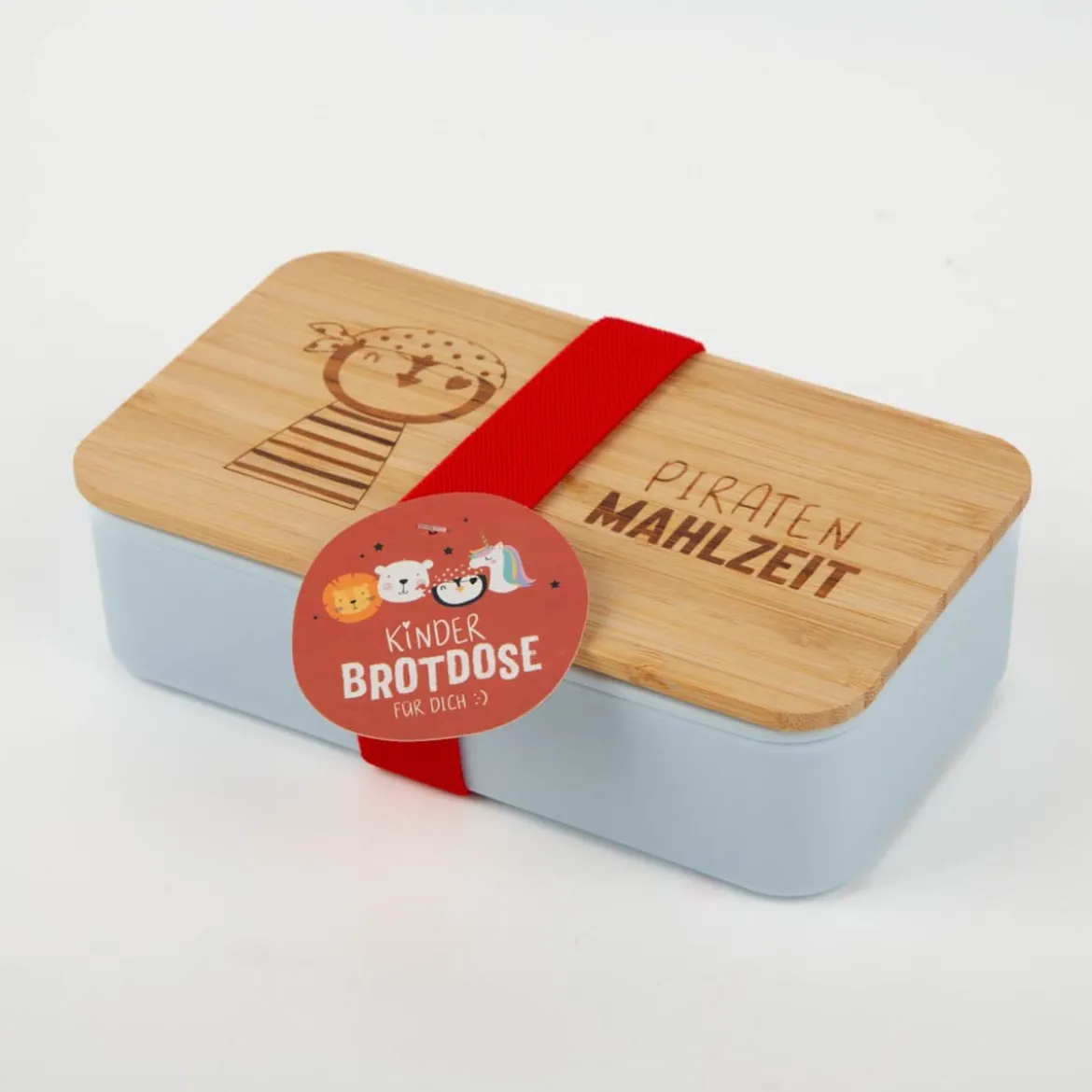 Brotdose Piratenmahlzeit Pinguin natur blau 18x10x5cm von La Vida