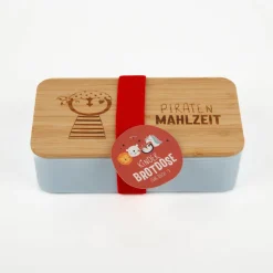 Brotdose Piratenmahlzeit Pinguin natur blau 18x10x5cm von La Vida