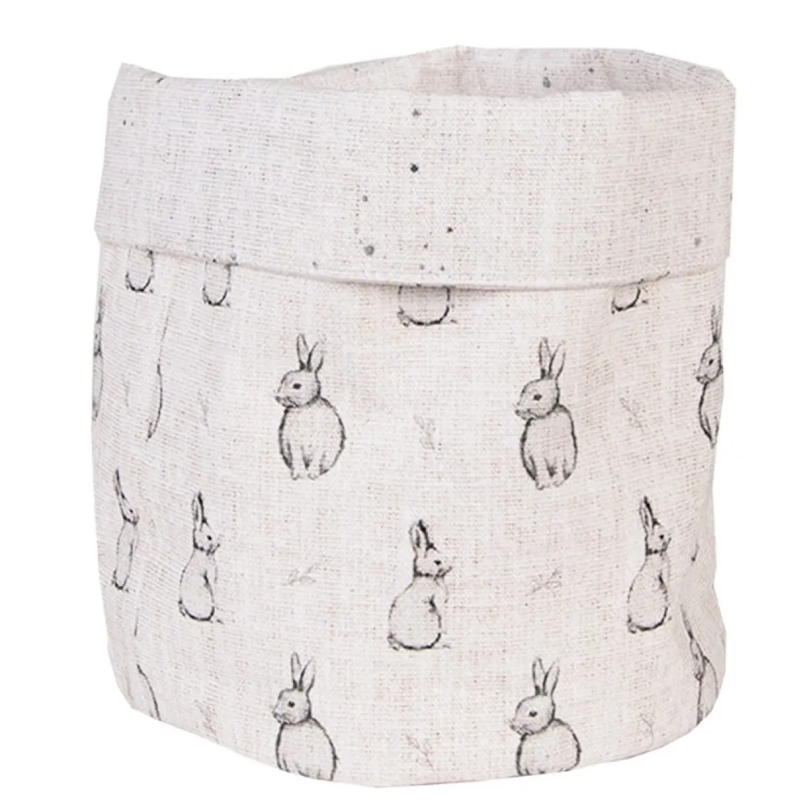 Brotkörbchen Kaninchen aus Baumwolle zweiseitig beige grau 15x16cm (DxH) von Clayre & Eef