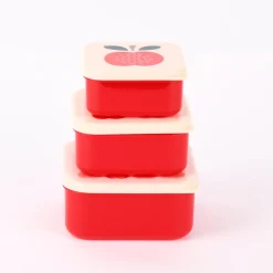 Brotzeit-Dose Apfel 3er Set rot creme 12x5,5cm