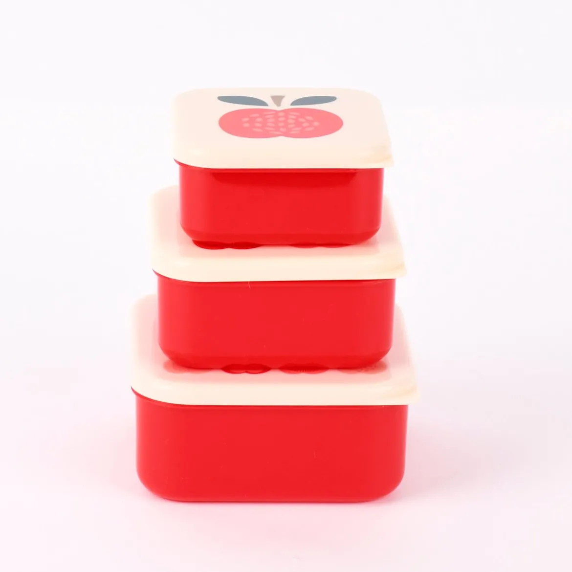 Brotzeit-Dose Apfel 3er Set rot creme 12x5,5cm