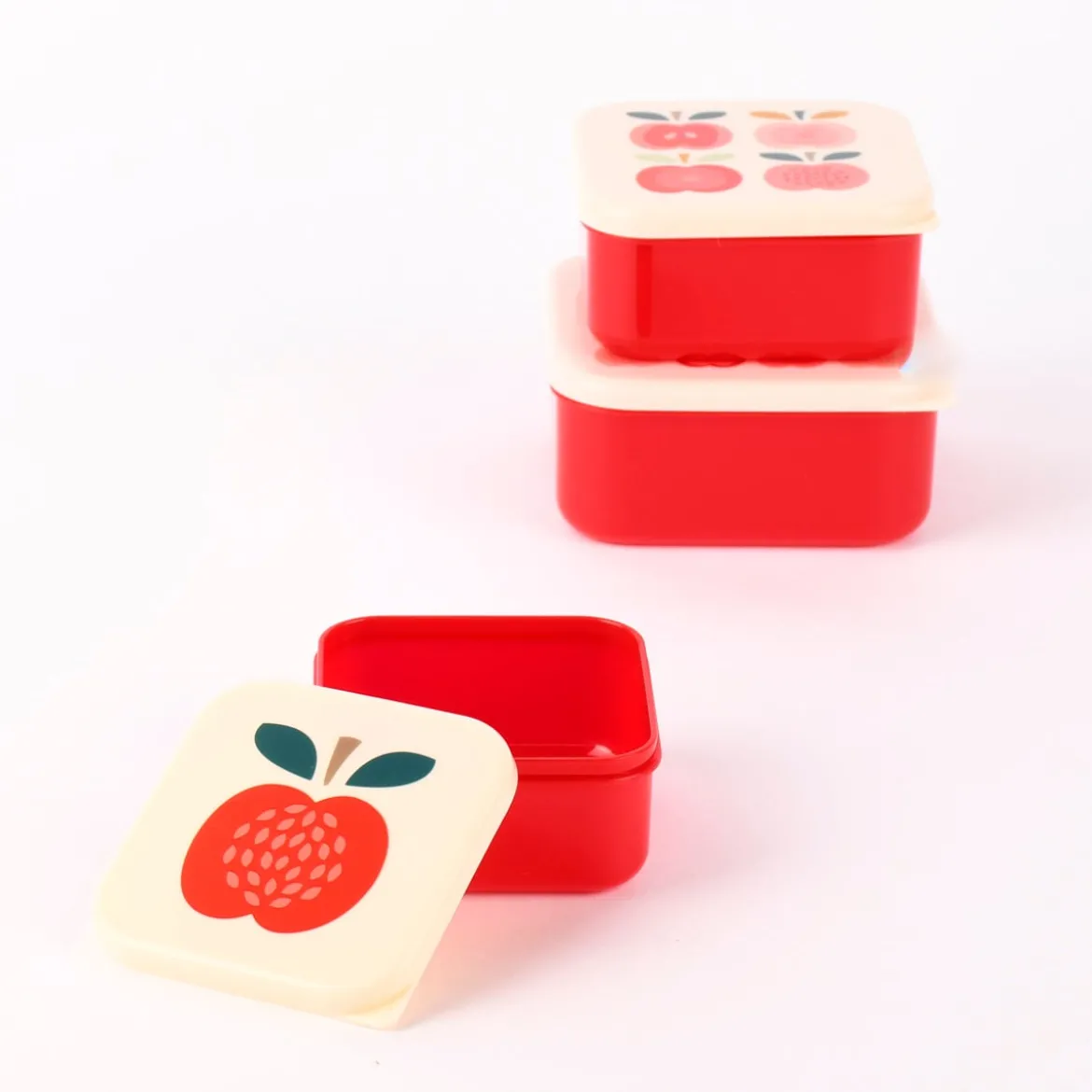 Brotzeit-Dose Apfel 3er Set rot creme 12x5,5cm