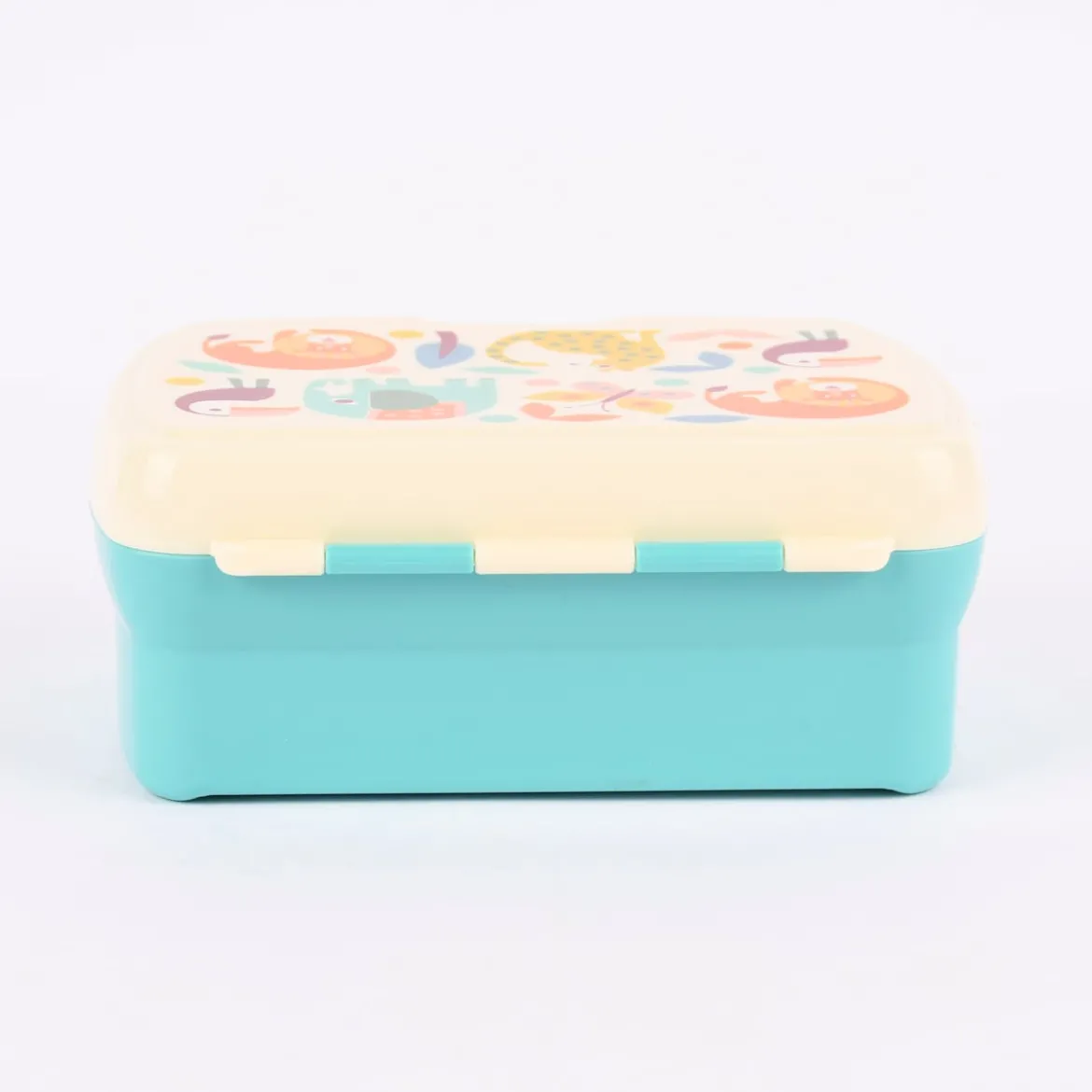 Brotzeit-Dose mit herausnehmbarem Fach Wild Wonders türkis bunt 17,5x13x7cm