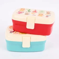 Brotzeit-Dose mit herausnehmbarem Fach Wild Wonders türkis bunt 17,5x13x7cm