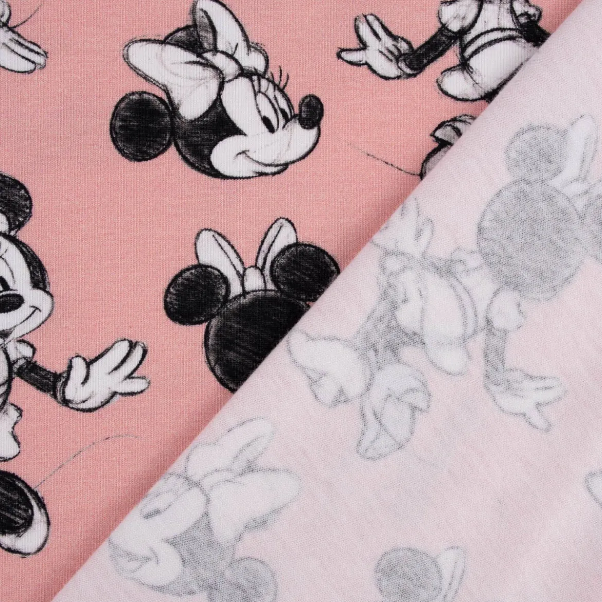 Burda Baumwolljersey Jersey Digitaldruck Minnie Maus rosa schwarz weiß 1,45m Breite