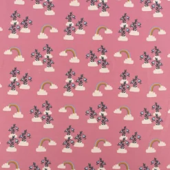 Burda Bio Organic Baumwolljersey Jerseystoff Blumen Wolken Regenbogen rosa 1,48m Breite