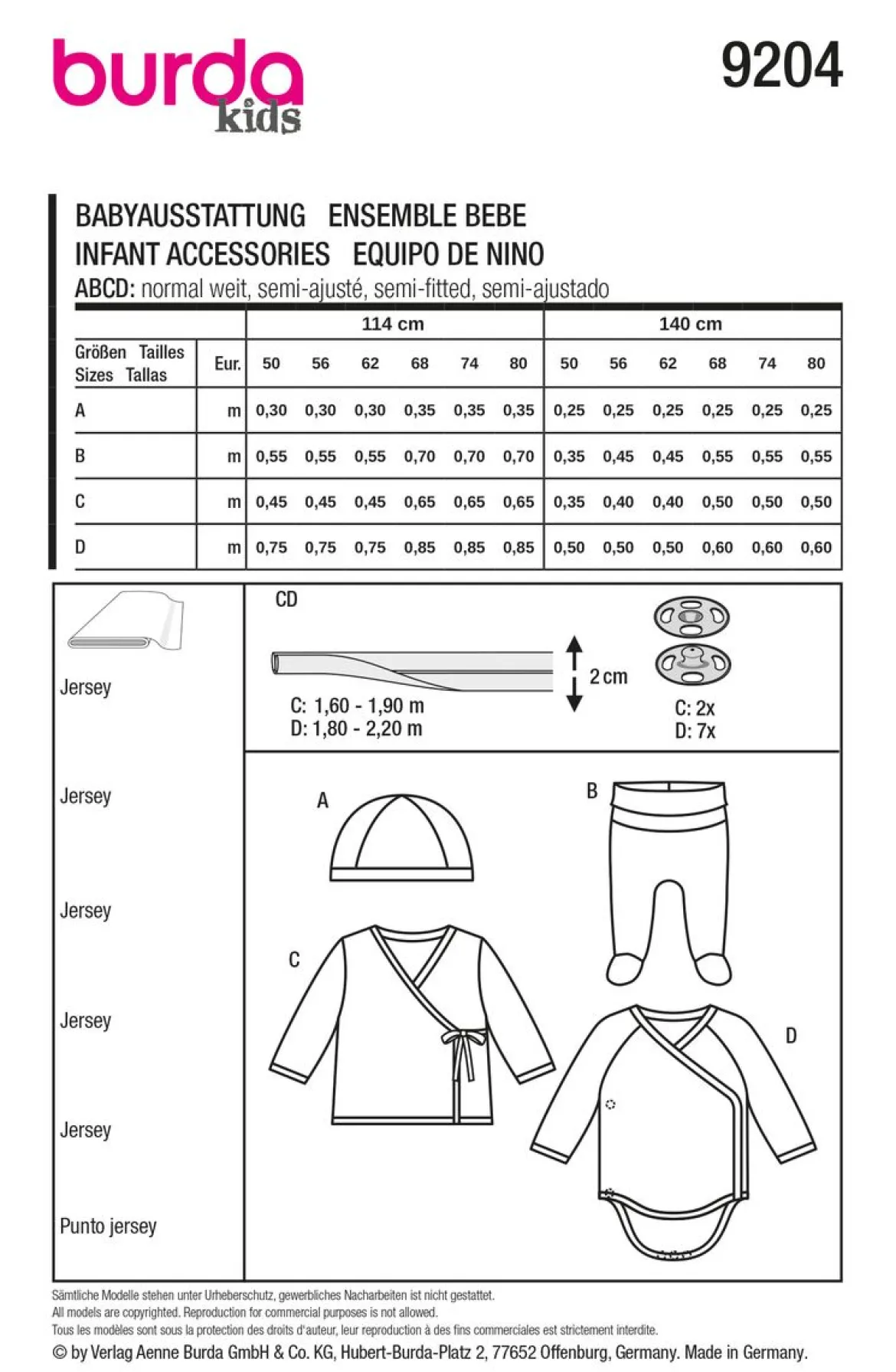 Burda Schnittmuster 9204 Baby-Ausstattung