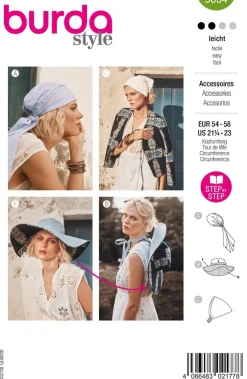 Burda Schnittmuster 5634 Damen Accessoires Sonnenhut Bandana